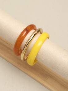 3pcs Yellow Round Bracelet Set, Suitable For Women, Versatile And Personalized, Perfect For Travel, Vacation, Dating, Shopping, Party, Daily Wear, Outdoor Activities, Photography, Birthday Gift - Multicolor - View 4