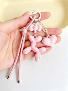 1pc Colorful Balloon Dog Keychain Pendant, Colorful Heart-Shaped Bag Charm - Multicolor - View 11
