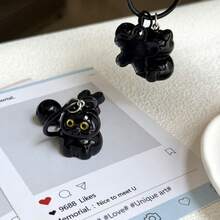 1pc Black Bell Lucky Cat Phone Chain Pendant, Lucky Cat Phone Charm, Suitable As Gift For Family, Friends, Classmates - Black - View 7