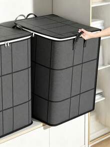 1/3件大容量黑色收納箱，加強手柄，110L/140L/180L尺寸，適用於被褥、床單、枕頭、毯子、衣物，衣櫃整理，臥室收納，居家日常使用，讓衣物與寢具保持整潔 - 彩色 - 查看 1