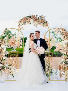 1 Set Metal Rectangular Archway Set, Suitable For Birthday, Wedding, Bridal Shower, Graduation, Anniversary, Baptism, Summer, Theme Party, Backdrop, Home Decor, Valentine's Day, Halloween, Christmas, Thanksgiving - Gold - View 3