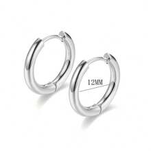 VOGRAC Stainless Steel Hoop Earrings, Available In 18K Gold And Silver, Minimalist Design, Comfortable And Easy To Pair For Everyday Wear - Silver - View 8