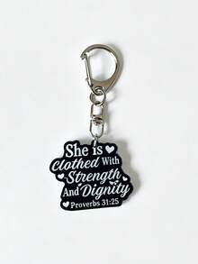 1pc/4pcs Black And White Acrylic Letter Keychain, Faith Pendant Keyring, Backpack Accessory, Handbag Charms, Gifts For Friends, Colleagues, Family - Multicolor - View 9