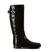 Hunter Refined Quilt Tall Gloss Women's Casual Boots - Black - View 1