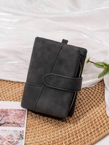 CHARM INFINITE Women Vintage Matte Trifold Wallet Detachable Wrist Strap Multi Card Zipper Coin Pocket Portable Credit Card Purse For Daily Travel - Multicolor - View 16