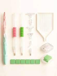 Diamond Painting Tool Set, Includes Ergonomic Pen Holder, Wax Pad And Storage Tray, Suitable For 5D Handmade Projects, Ideal For Adult Home Crafts, Includes Multiple Brushes And Accessories - A - View 12
