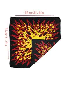 3 pièces Foulard carré unisexe à imprimé flamme à la mode, accessoire polyvalent pour l'extérieur, bandeau pour cheveux, bandana, serviette de visage, mouchoir, foulard, châle - Multicolore - Voir 4