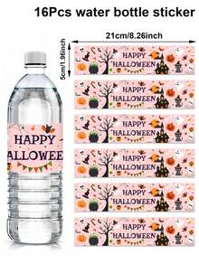 16 buah Stiker Botol Minum Halloween, Motif Hantu Kelelawar, Cocok untuk Dekorasi Halloween, Dekorasi Trick or Treat untuk Halloween, Dekorasi Rumah, Dekorasi Meja Dapur, Hadiah Halloween, Dekorasi Musim Gugur - Halloween - View 27