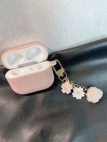 Solid Color Earphone Case + Flower Pendant Compatible With Apple Pro/Pro2/3rd Gen/1st Gen/2nd Gen/4th Gen/Pro3 Bluetooth Earphone Charging Case Protective Shell - Pink - View 7