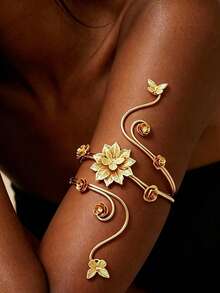 4 piezas Anillos para el brazo superior de mujer, pulseras de brazo de estilo minimalista, anillos de brazo ajustables en espiral - D006-4 - Ver 5