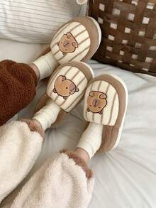 XIXITIAO Cute Closed-Toe Capybara Slippers, Soft Warm Cozy House Slippers - Light Brown - View 10