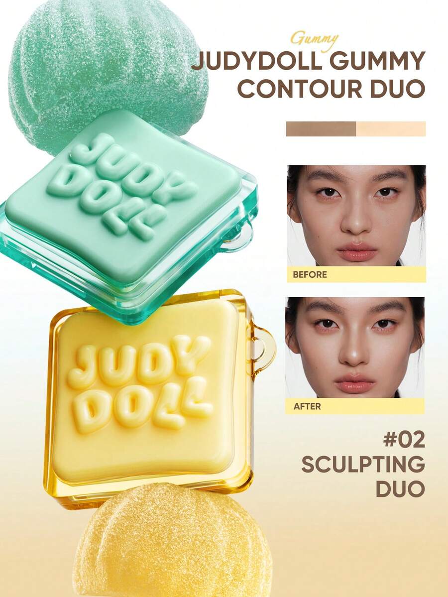 JUDYDOLL MINI HIGHLIGHT&CONTOUR Phiên bản giới hạn Mini Pocket Candy Series, phấn highlight mềm kẹo ngọt, bảng tạo khối contour và tạo khối mũi - #02 Bộ tạo khối mini - Xem 1