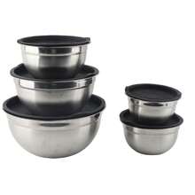 8-Piece Stainless Steel Mixing Bowl Set With Lids And Measuring Spoons, Stackable Mixing Bowls For Cooking, Baking, And Food Prep - Black - View 10