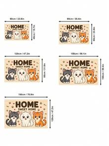 1 Peça Tapete de Entrada Fofo com Estampa de Gatinho de Desenho Animado HOME SWEET HOME 3 Gatos Adoráveis Tapete de Boas-Vindas Tapete de Área de Estimação Fofo Adequado para Porta da Frente Corredor Entrada Sala de Estar Quarto Decoração de Casa para Amantes de Gatos Mulheres Meninas Crianças Presente de Inauguração de Casa Tapete - Bege - Visão 6