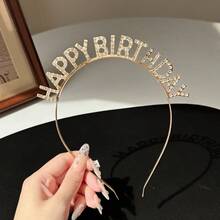 2 Colors Sequin Birthday Headband, Shiny Crystal Letter Birthday Crown, Headband, Lightweight Metal Hairband, Suitable For Women To Wear At Birthday Parties, Photo Shoots Or Celebration Occasions - Multicolor - View 4