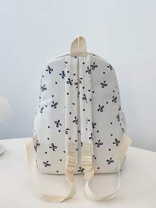 1pc Back To School Bow Pattern Backpack, Large Capacity Polyester Commuter Daily Bag, Multi-Layer Storage Casual School Bag, Lightweight Travel Backpack, Suitable For Girls, Fresh Graduates, Young People, Applicable For Back To School, Daily Commute, Shopping, Short Trips And Outdoor Leisure Travel - 2281 - View 9