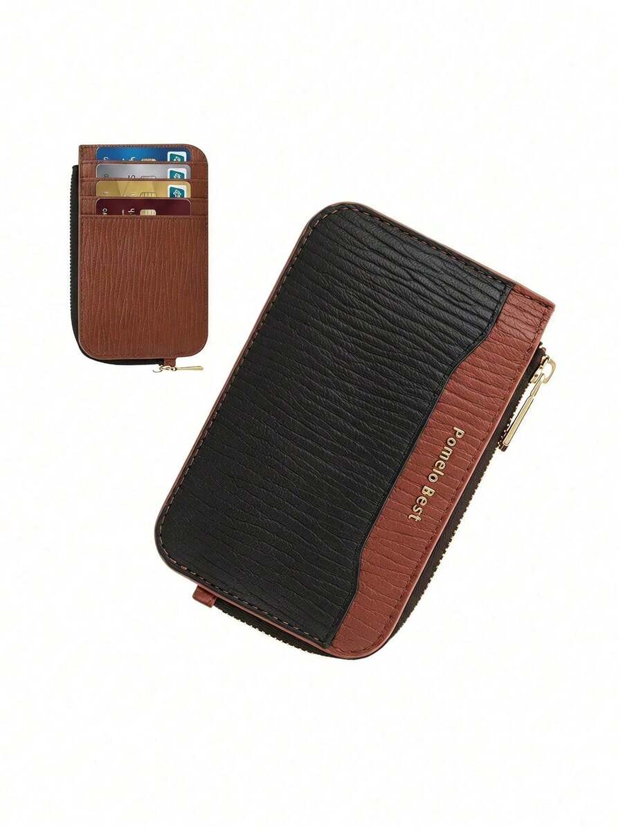 Pomelo Best Color Block Leather Zipper Card Holder Multi Card Slots Slim Mini Wallet For Women,Wallets For Women - Multicolor - View 1
