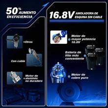 Mini Amoladora Angular Inalámbrica WANSE de 75 mm para Metal y Cerámica con 3 Baterías de 16.8 V - Azul marino - Ver 6