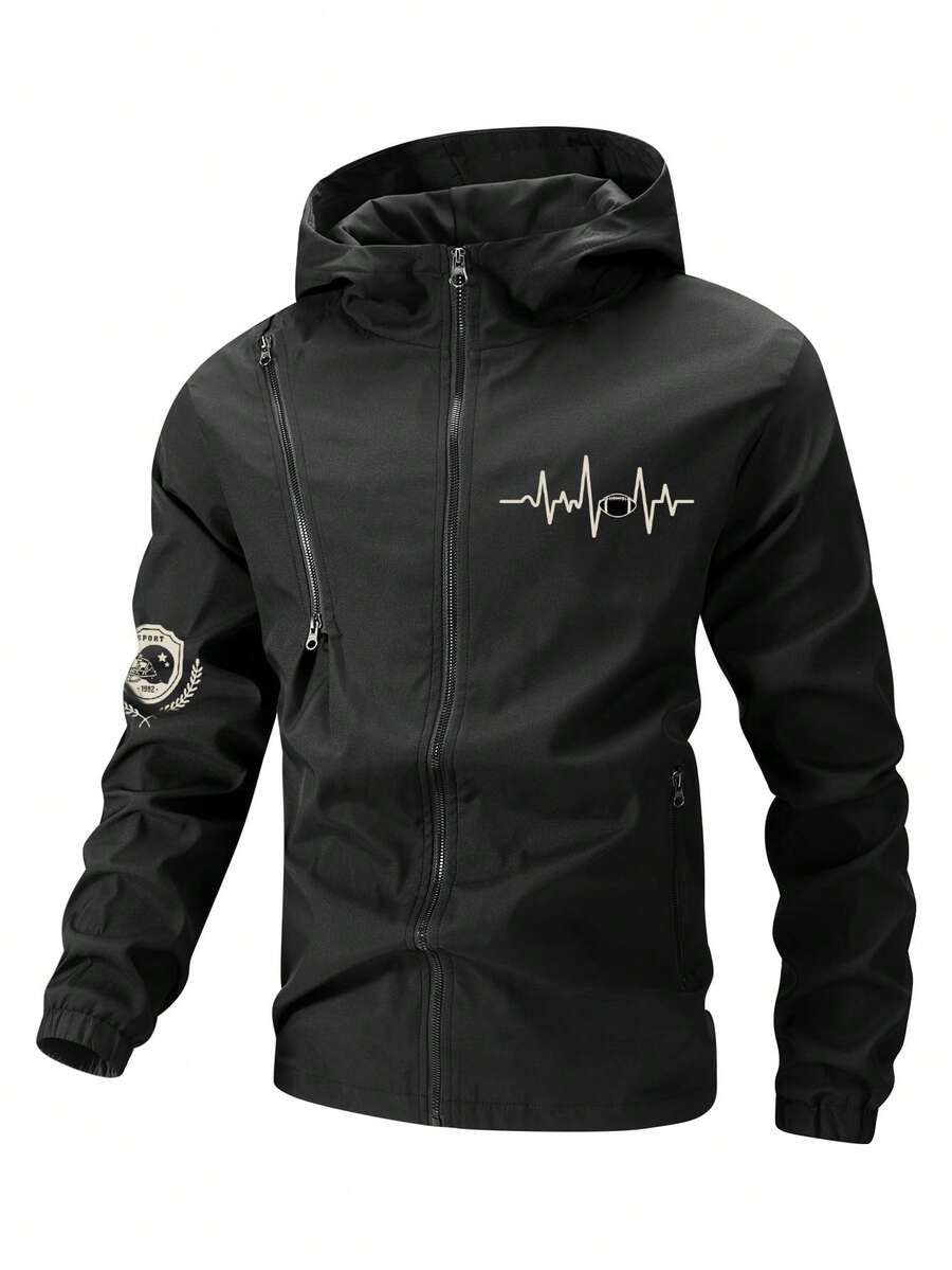 Chaqueta con capucha impresa ligera para hombre