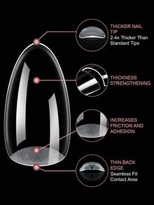 AILLSA Almond Shaped Clear Acrylic False Nails 112/224/336pcs, 14 Sizes Upgraded Matte Soft Glue Full Coverage Nail Tips, Pre-Formed Clear Acrylic False Nails, Suitable For Summer Home DIY Or Gift - View 3