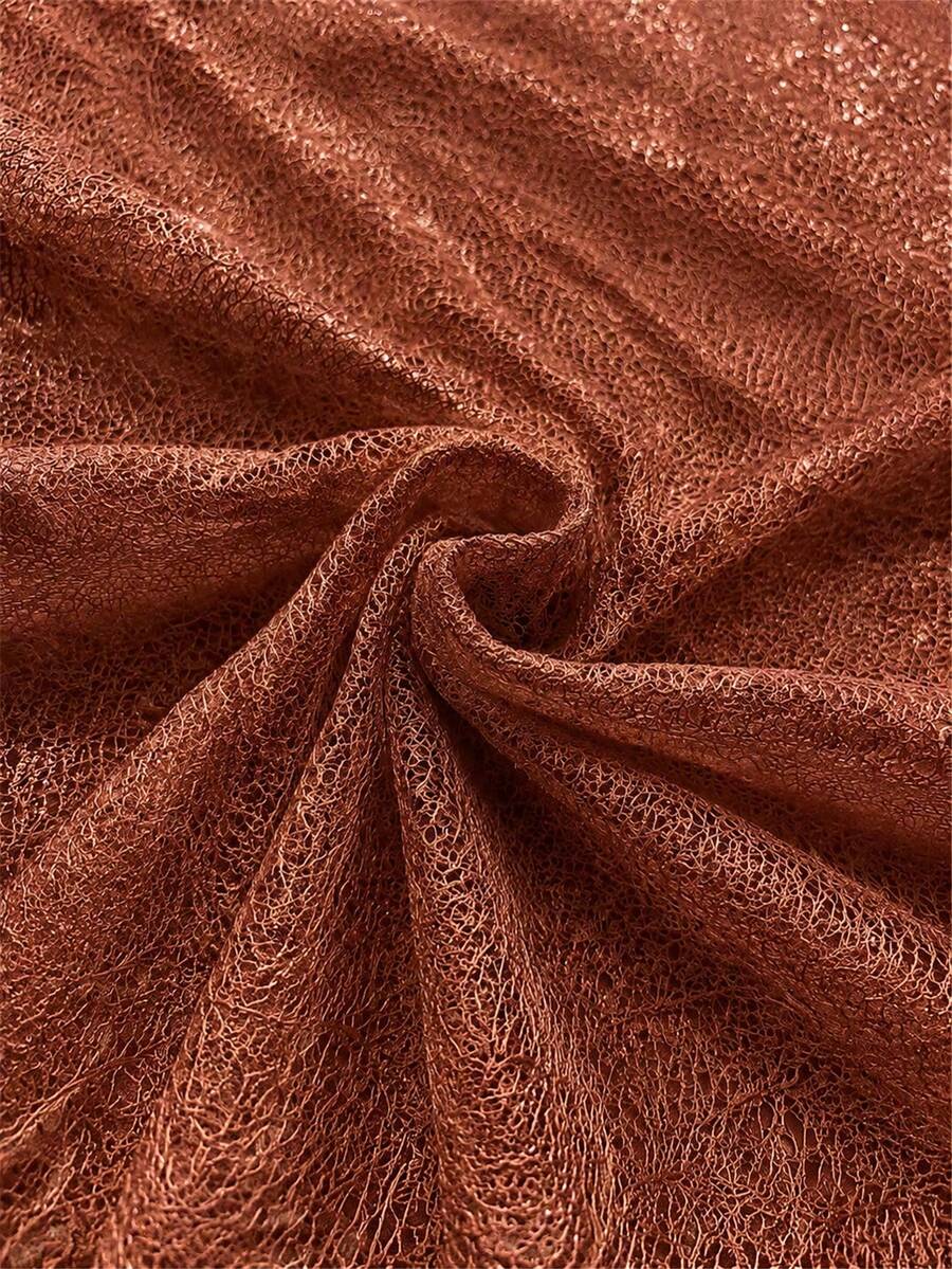 Tela de encaje de malla calada marrón, tejido de red de punto abierto suave y ligero, tela de encaje transparente y transpirable para vestidos de mujer, blusas, faldas, velos de novia, prendas hechas a mano DIY y material de costura para decoración del hogar - 1 - Ver 1