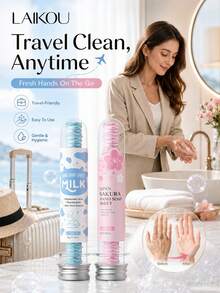 Limpeza Suave Portátil Refrescante, 2-Pacote LAIKOU Folhas de Sabonete Descartável de Leite & Flor de Cerejeira, Folhas de Sabonete Hidratante e Calmante de Tamanho de Bolso, Conjunto Portátil de Lavagem de Mãos para Viagem, Uso Externo e Cuidados de Higiene Diária - 2 unidades - Visão 1