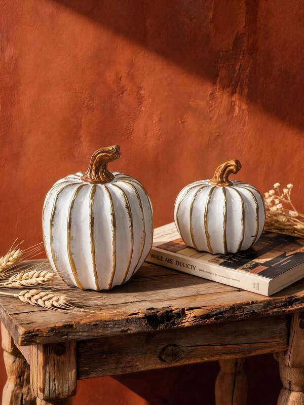 1 pieza Adorno de calabaza para cosecha y Halloween, diseño minimalista creativo y exquisito, artesanía de resina para decoración de escritorio. Ideal para decoración interior del hogar, sala de té, oficina, hotel, exhibición de gabinete, festival y fiesta