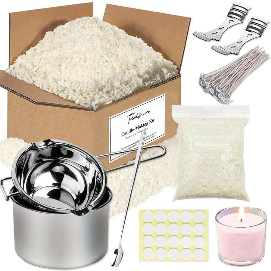 蠟燭模具鍋/攪拌棒/固定支架/DIY手工原物料,杯蠟燭製作模具材料,DIY蠟燭,初學者使用/完整入門套裝 - 高級套裝 - 查看 1