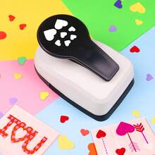 Perforadora de papel con 7 corazones, herramienta de corte con forma de corazón de 2 pulgadas 48mm, portátil, adecuada para manualidades de papel, tarjetas, scrapbooking, diarios y estudiantes - Perforadora de 7 corazones - Ver 2
