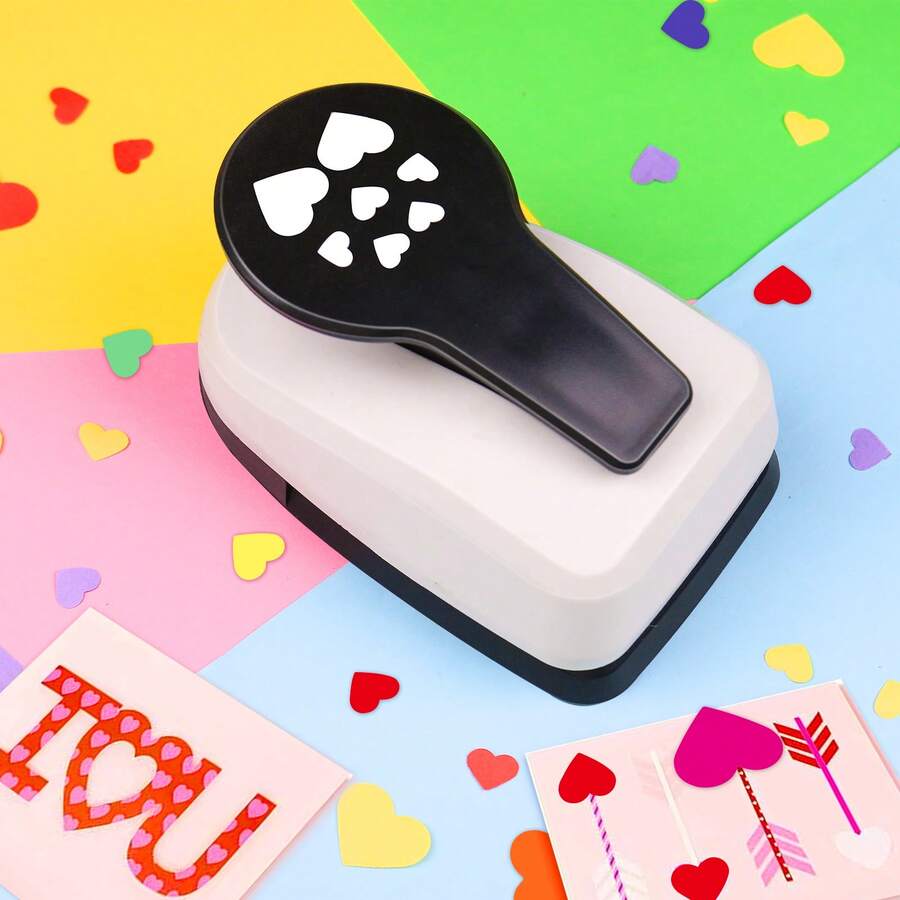 Perforadora de papel con 7 corazones, herramienta de corte con forma de corazón de 2 pulgadas 48mm, portátil, adecuada para manualidades de papel, tarjetas, scrapbooking, diarios y estudiantes