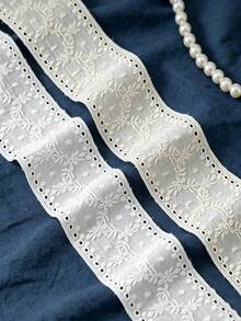 1 Yard Pita Renda Bordir Putih dengan Lubang Berongga untuk Motif Bunga, Aksesori Jahit DIY untuk Gaun, Rok, Tirai, Dekorasi Buatan Tangan - bilateral - View 2