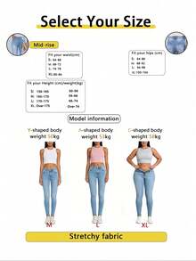 Jeans acampanados con múltiples botones y rotos, de corte ajustado, para uso casual en primavera - Azul lavado medio - Ver 4