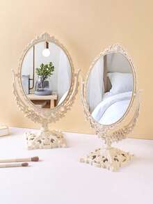 1pc Freestanding Makeup Mirror, Double-Sided 360° Swivel Makeup Mirror, Professional Eye Makeup Tools For Lash Styling, Daily Beauty Routine, Vanity Table, Daily Desktop Makeup Mirror, Home Decor, Makeup Mirror - Multicolor - View 3