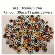30 قطعة (15 زوج) عيون DIY يدوية الصنع للحيوانات والقطط والكلاب والديناصورات بمقاسات 16/12/10/8 ملم (ألوان وأنماط عشوائية) - متعدد الألوان - مشاهدة 10