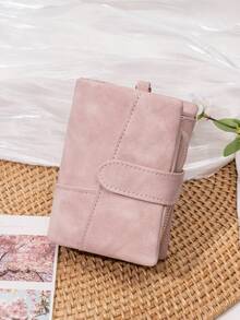 CHARM INFINITE Women Vintage Matte Trifold Wallet Detachable Wrist Strap Multi Card Zipper Coin Pocket Portable Credit Card Purse For Daily Travel - Multicolor - View 15