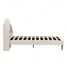 Upholstered Bed 90*200 With Slatted Frame And Headboard, Youth Bed, Single Bed, Wooden Slat Support, Easy Assembly, Velvet, Beige - 米色 - 查看 5