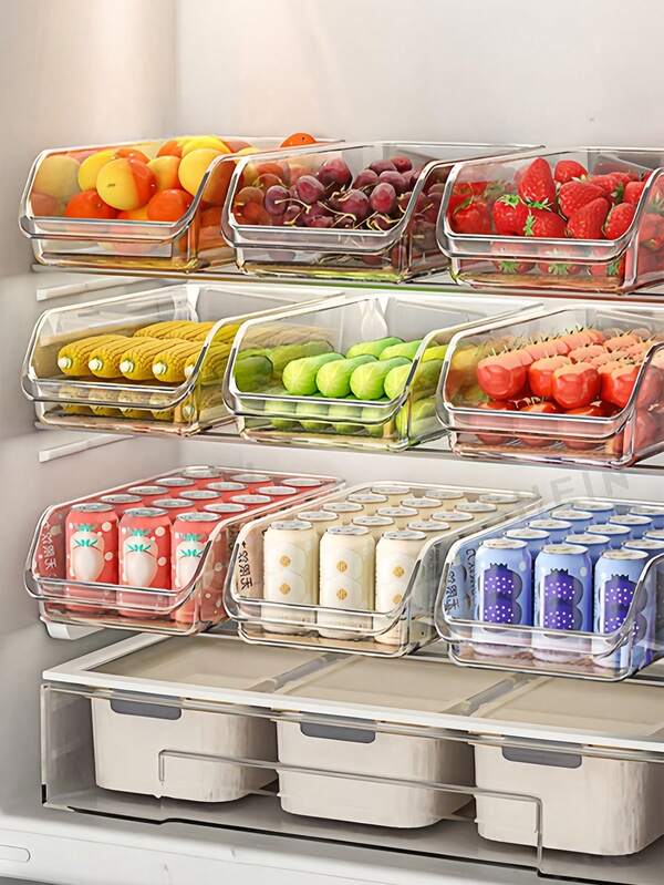 1pc Refrigerator Storage Box, Egg Storage Box, Fresh-Keeping Box, Large Capacity Vegetable And Fruit Organizer, Kitchen Storage Box, Suitable For Kitchen, Dining Room Use, Kitchen Utensils, Kitchen Accessories