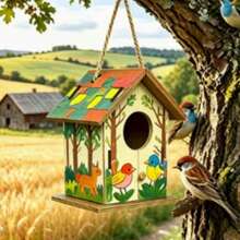 Outdoor Garden Villa Backyard Birdhouse Hanging Decor, Gift For Bird Lovers, Suitable For 11 Holidays And 4 Seasons, Warm Little Home For Birds - A - View 5