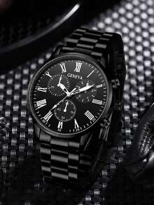 4pcs Men's Quartz Watch Mixed Set, Business Casual Minimalist Dial With Date Function, Suitable For Daily Wear, Decoration Or Father's Day, Thanksgiving And Other Holiday Gifts For Friends And Father - Multicolor - View 4