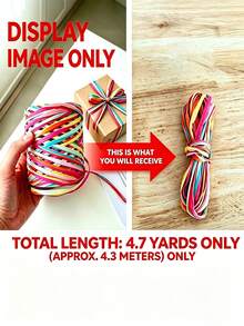 5m Multicolor Raffia Paper Rope Ribbon, Suitable For Gift Wrapping, Floral Arrangement And Wedding Bouquet, Party Decoration Paper Rope - Multicolor - View 6