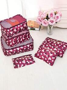 6pcs Travel Storage Bag Set, Lightweight Luggage Organizer, Fashionable Large Capacity Storage Bag, Luggage Sorting Bag, Durable Polyester Fiber Sorting Storage Bag, Zipper Closure - Suitable For Clothing, Shoes, Cosmetics, Underwear, Etc., Save Luggage Space - Multicolor - View 5