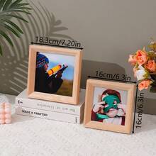 1/3pcs Square Natural Wooden Photo Frames, Dual-Color Light Oak And Dark Walnut Desktop & Wall-Mounted Frames, Minimalist Rustic Style Square Portrait Frames, Suitable For Children, Baby, Family Milestone Photography, Ideal For Nursery, Bedroom, Living Room And Apartment Decor, Children's Growth Memory Display Gift, Suitable For Baby Shower, Housewarming, Birthday And Other Occasions - Multicolor - View 4