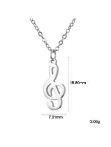 LIKGREAT 1pc Women's Fashion Stainless Steel Double Layer Y-Shaped Musical Note Necklace, Minimalist Music Symbol Pendant, Adjustable Collarbone Chain, Niche INS Style Versatile Accessory - Music Series - View 15