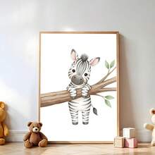 1pc Canvas Framed Baby Room Wall Art Decor, Animal Baby Poster, Sloth, Elephant And Zebra, Cute Baby Room Wall Decoration, Nordic Style, Jungle Theme Wall Decor, Ready To Hang, Suitable For Baby Crib Corner, Unisex Toddler Bedroom, Ideal Gift For Newborn Baptism, Wildlife Children's Room Accent Decor, Children's Room Decoration, Baby Room Poster, Kindergarten Decoration, Playroom Decoration, Gift, Party Decoration - Multicolor - View 11