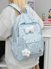 1/5pcs Girls Polka Dot Bow Backpack, Cute Fresh Highly Attractive, Versatile Student Bag, Suitable For Daily Use, School And Casual Outings, Lightweight Fashionable Shoulder Bag - Multiple Styles - View 9