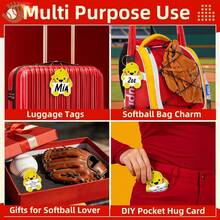 6pcs Groundhog Softball Theme Luggage Tags, Party Hanging Decoration Labels, PVC Cards With Stainless Steel Painted Wire Rings, 3.3 Inch Travel Bag Name Tags - 6-piece Yellow Groundhog Set - View 5