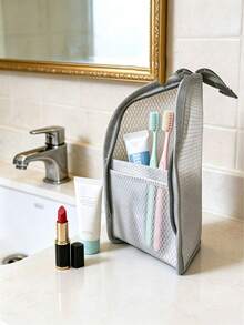 Compact Thickened Mesh Makeup Pouch, Octagonal Large‑Capacity Toiletry Organizer, Minimalist Portable Lipstick Storage Bag, Small Personal Item Pouch, Great For Daily Use, Travel, Business Trip & Back To School - Multicolor - View 5