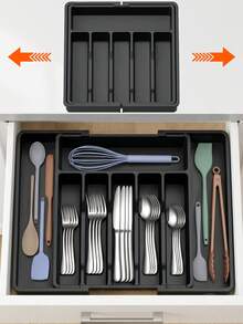 Drawer Organizer, Kitchen Utensil Divider Storage, Plastic Kitchen Storage Rack, Can Be Used For Utensil Classification Storage, Utensil Dust-Proof, Knife, Fork, Spoon Storage Rack, Kitchen Accessories, Kitchen Storage Supplies - Multicolor - View 2