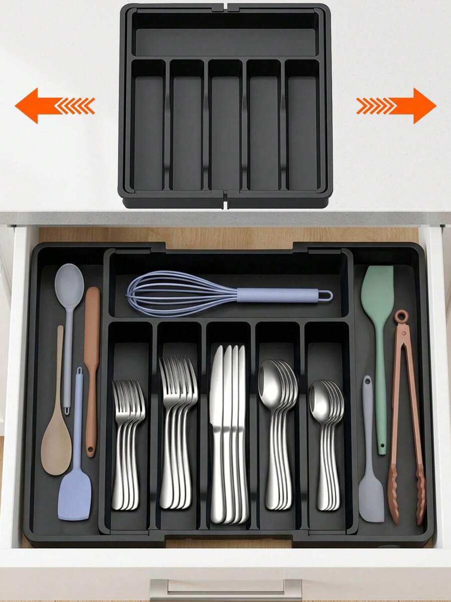 Drawer Organizer, Kitchen Utensil Divider Storage, Plastic Kitchen Storage Rack, Can Be Used For Utensil Classification Storage, Utensil Dust-Proof, Knife, Fork, Spoon Storage Rack, Kitchen Accessories, Kitchen Storage Supplies
