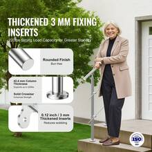 Handrails For Outdoor Steps, 31.5in Length 2 Crossbars Stair Hand Rail Kit, Transitional Stainless Steel Railings W/ Installation Kit, Double-Column Staircase Handrails For Seniors,Porch & Deck - 80cm - View 2